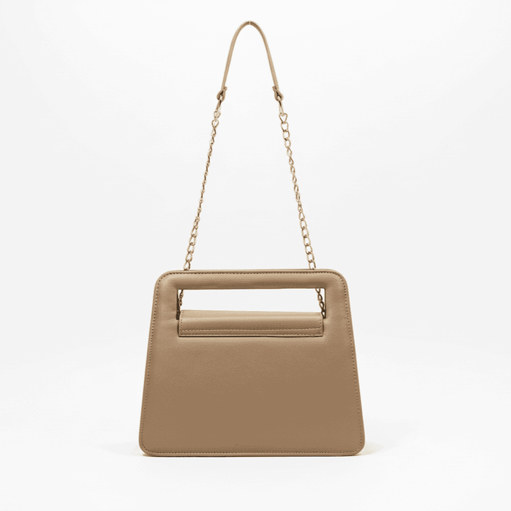 Elegant Antaaj faux leather shoulder bag with a delicate imposed floral design and a chic gold-tone chain strap.