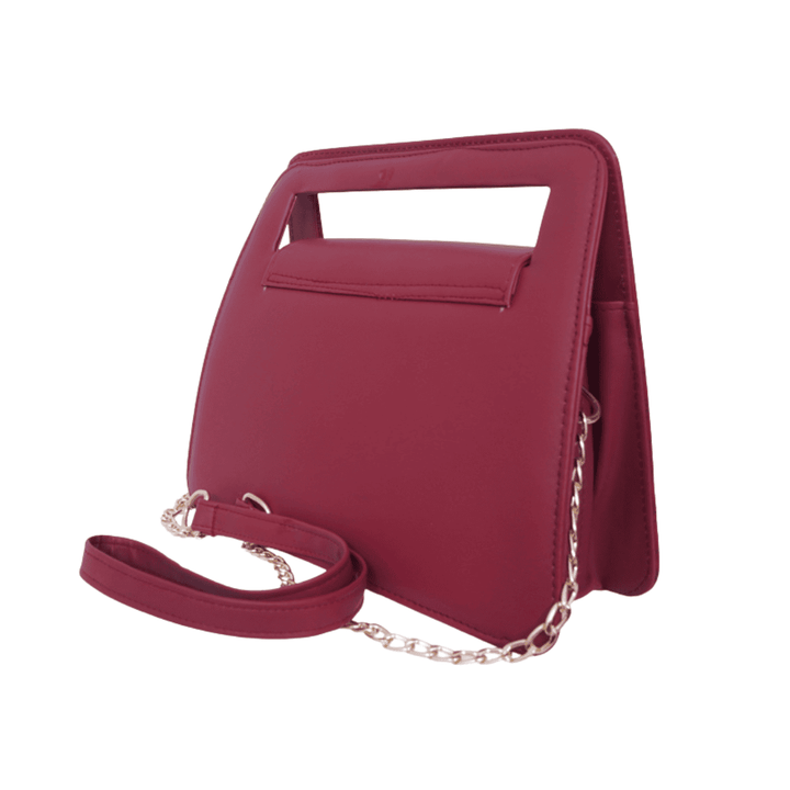 Elegant Antaaj faux leather shoulder bag with a delicate imposed floral design and a chic gold-tone chain strap.