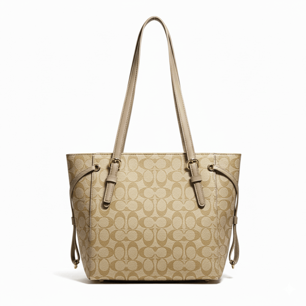 Elegant Antaaj printed tote bag with shoulder straps and multiple zipper compartments.