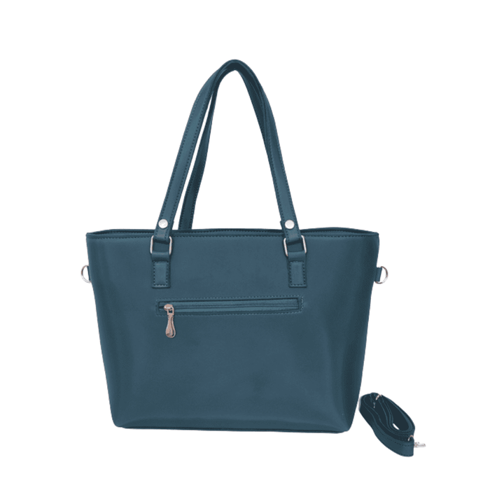 Modern Antaaj smooth tote bag with long strap, zip closure, and multiple organizational pockets.