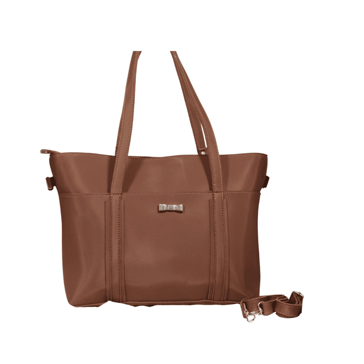 Modern Antaaj smooth tote bag with long strap, zip closure, and multiple organizational pockets.
