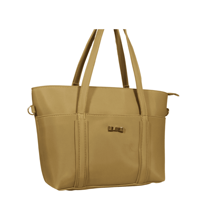 Modern Antaaj smooth tote bag with long strap, zip closure, and multiple organizational pockets.