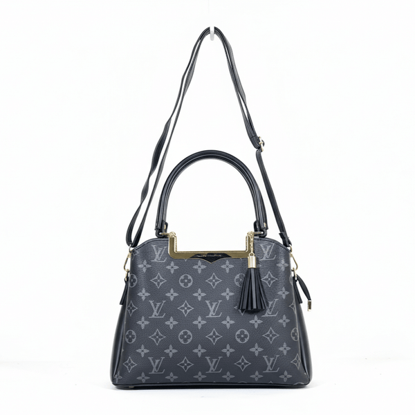 Modern Antaaj vintage check handbag with multiple compartments and long detachable strap.