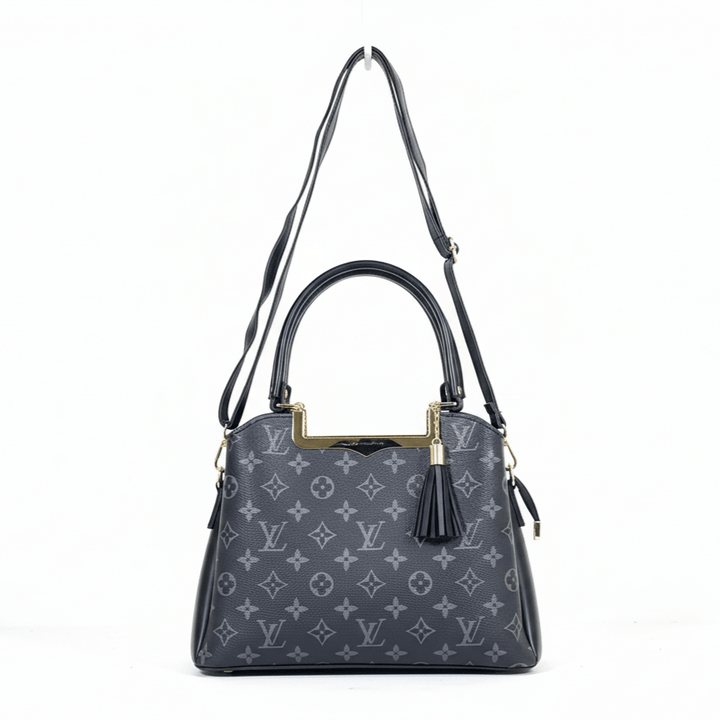 Modern Antaaj vintage check handbag with multiple compartments and long detachable strap.