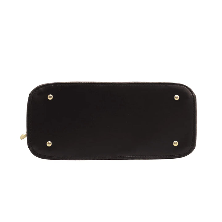 Elegant Antaaj plain faux leather crossbody bag with a long chain strap and magnetic flap closure.