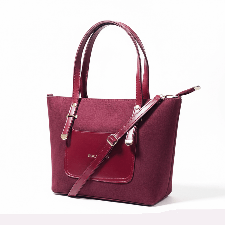 Elegant Antaaj tote bag with luxurious velvet texture and top zip closure